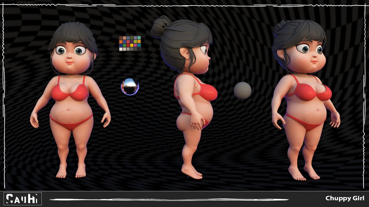 Multimedia 1 para anuncio Chibi Girl Chuppy Low-poly 3D model