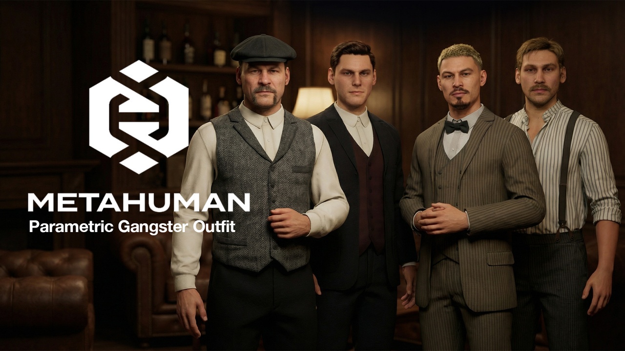Media 1 for listing Parametric Gangster Outfit for Metahuman Pack - MetaHuman Clothing