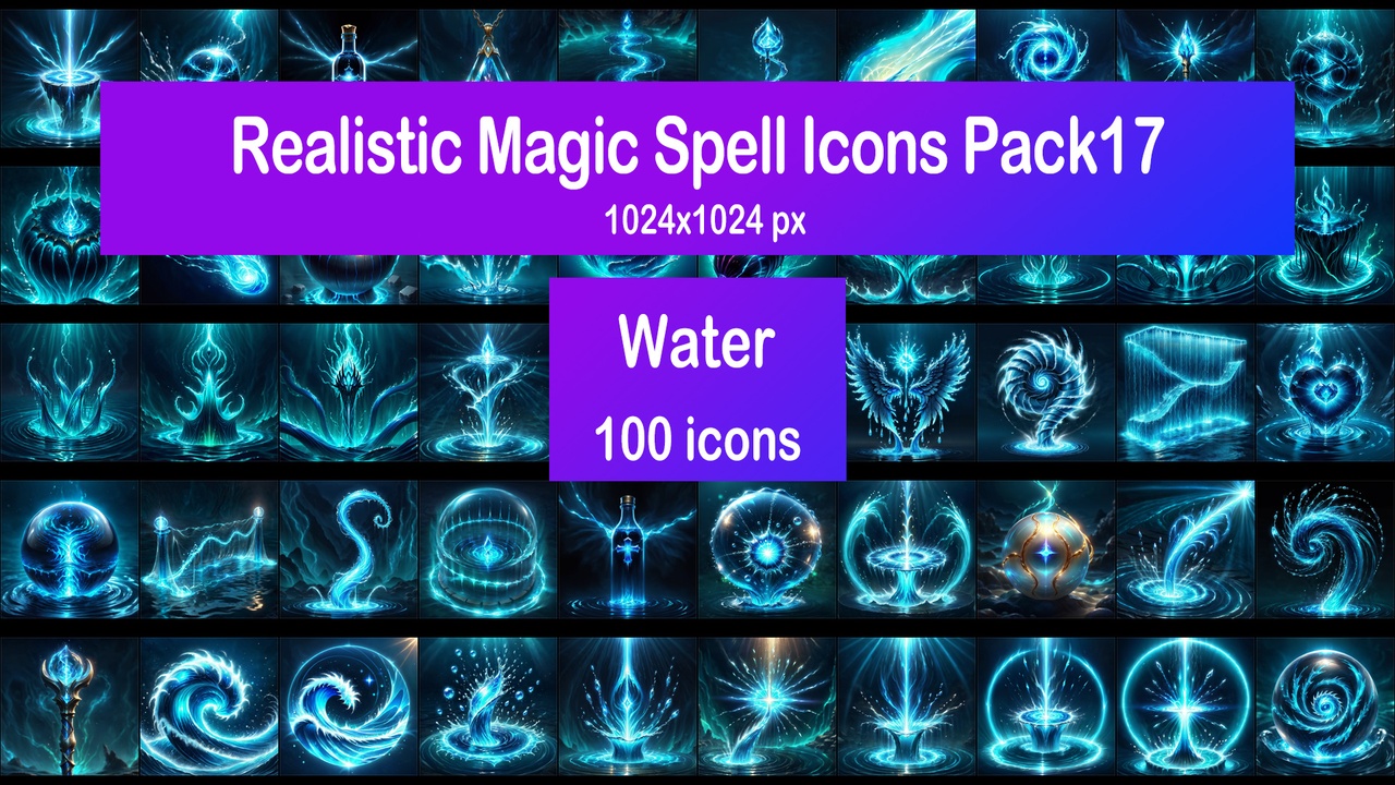 Media 1 for listing Realistic Magic Spell Icons Pack17 - Water