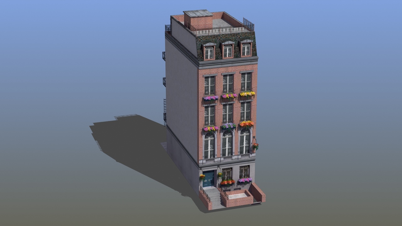 Media 1 for listing Detailed Town House Game Ready 3D Model