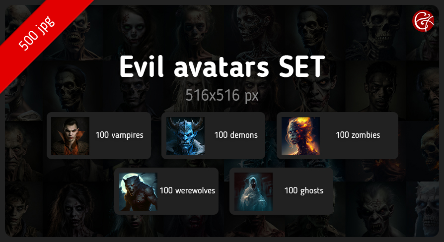 500 Evil Avatar Portraits SET | Fab