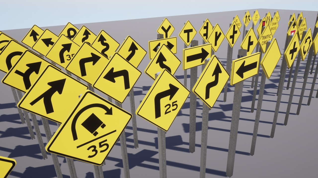 Media 1 for listing Digits USA traffic signs: warning series