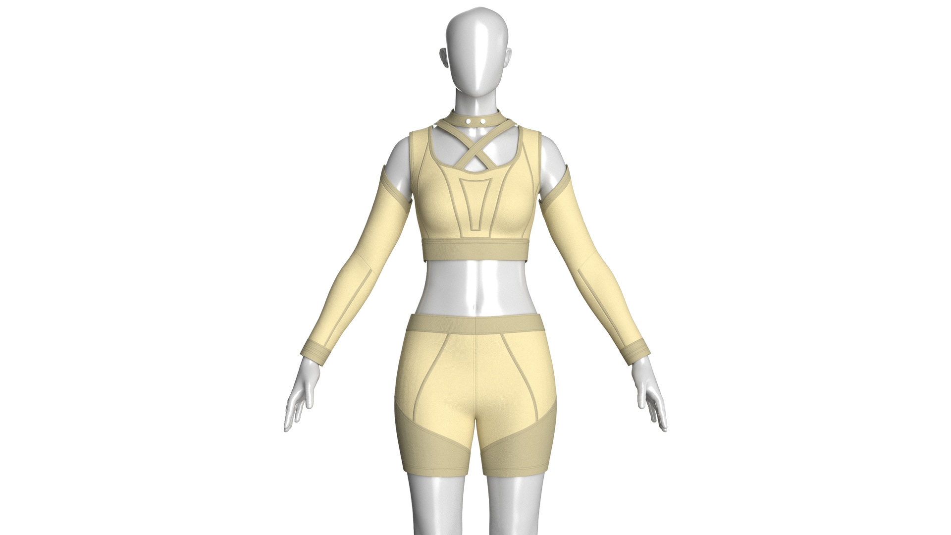 Media 1 for listing Girls Crop Top With Biker Shorts - Outfit | High Poly