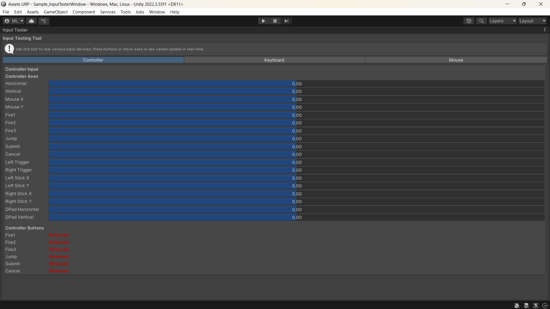 Input Tester Window | Fab