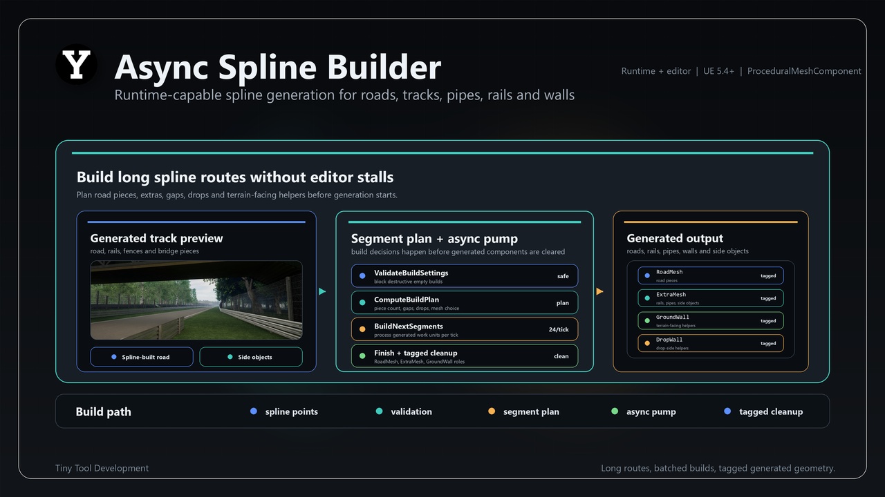 Media 1 for listing Async Spline Builder – Non-Blocking Spline Generation for Unreal Engine