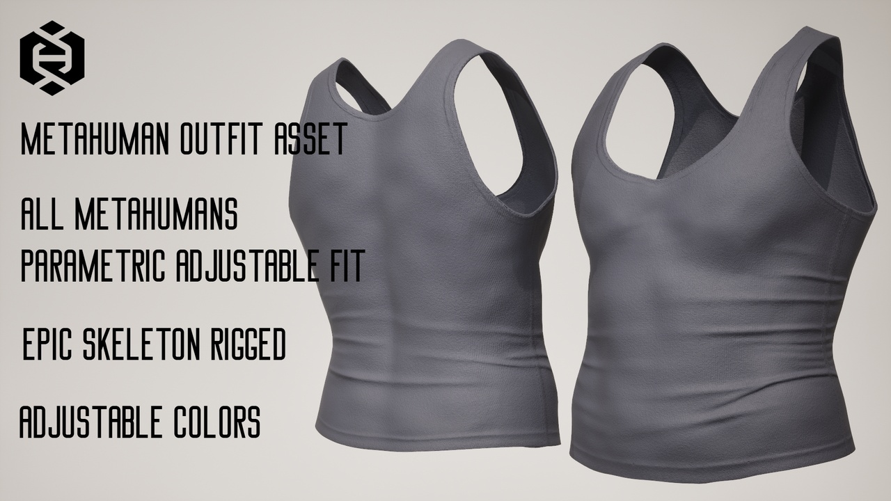 Media 1 for listing Vest - 8 - Parametric - All MetaHuman Bodies - Rigged Outfit