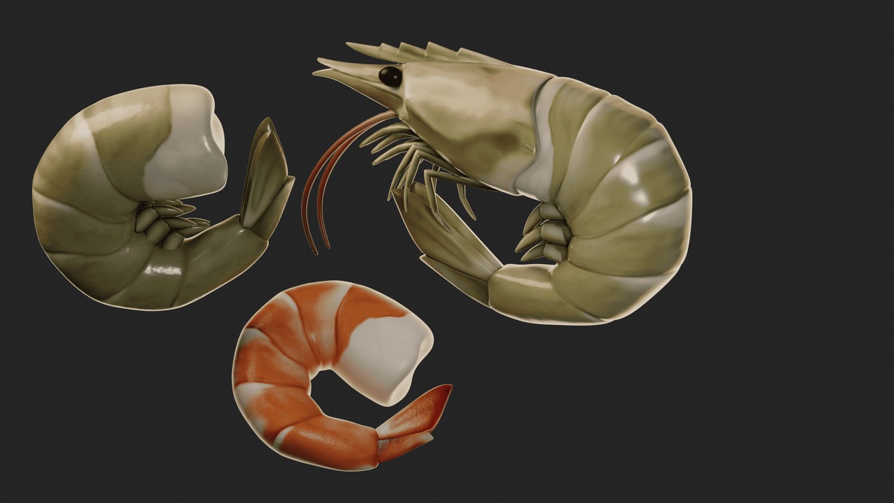 Media 1 for listing Stylized Shrimp 3D Model I Stylized Modular Pack