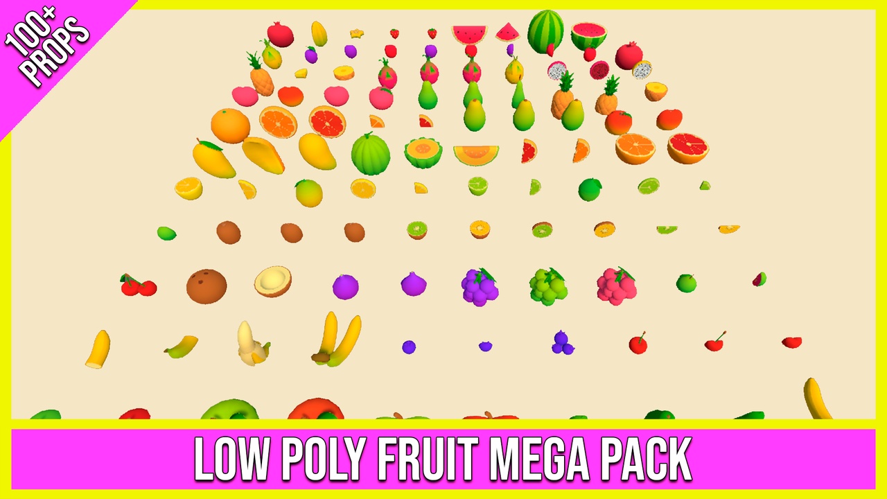 Low Poly Fruit Mega Pack (100+ Props, 25 Fruits) ilanı için 1. medya