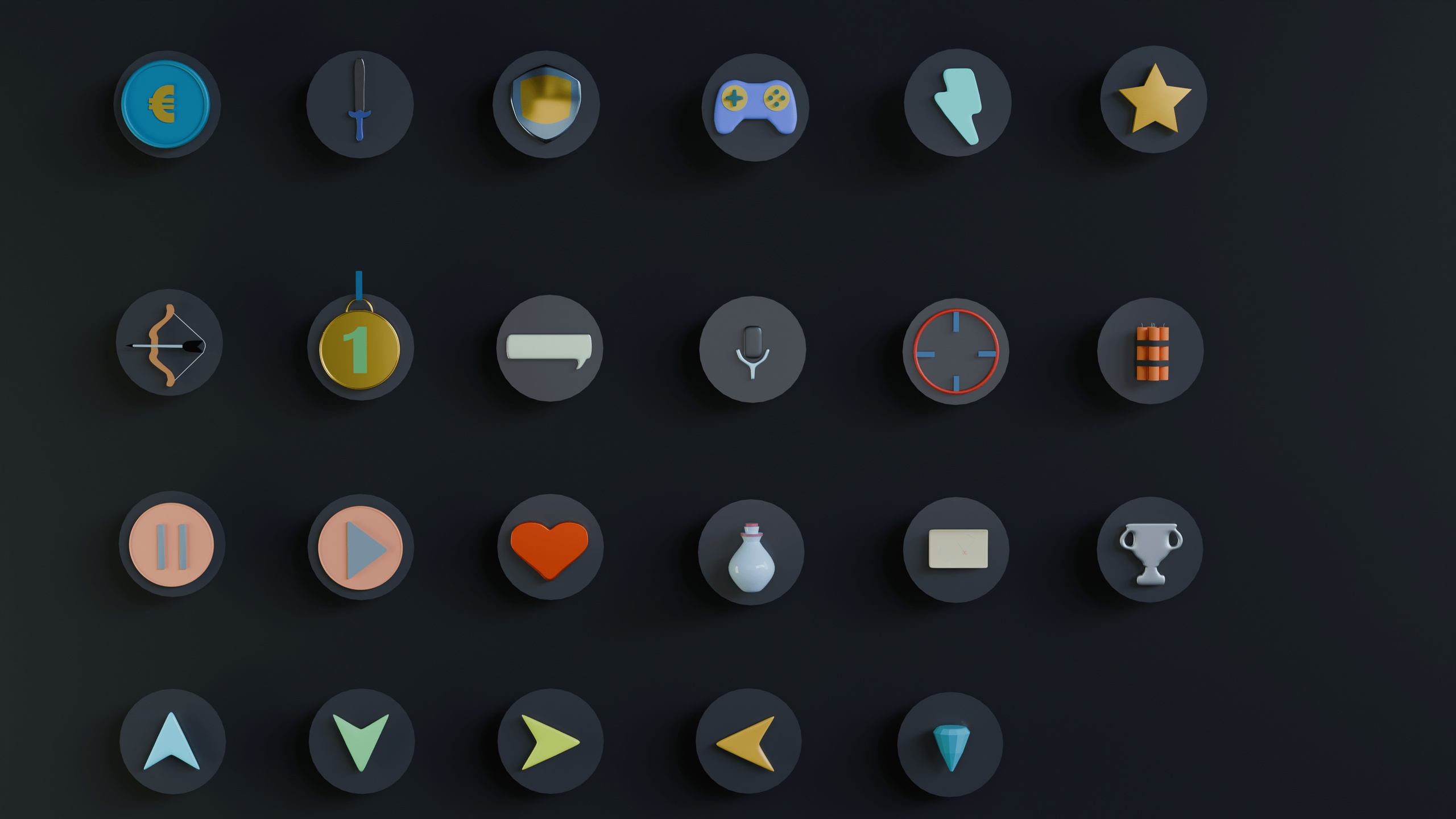 Media 1 for listing 23 Unique 3D Gaming Icons Props Low-poly 3D model