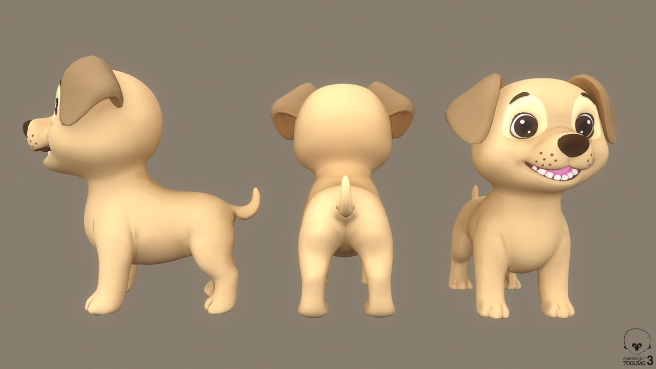 Media 1 for listing Free Cute Light Brown Casual Dog Game Asset Free low-poly 3D model