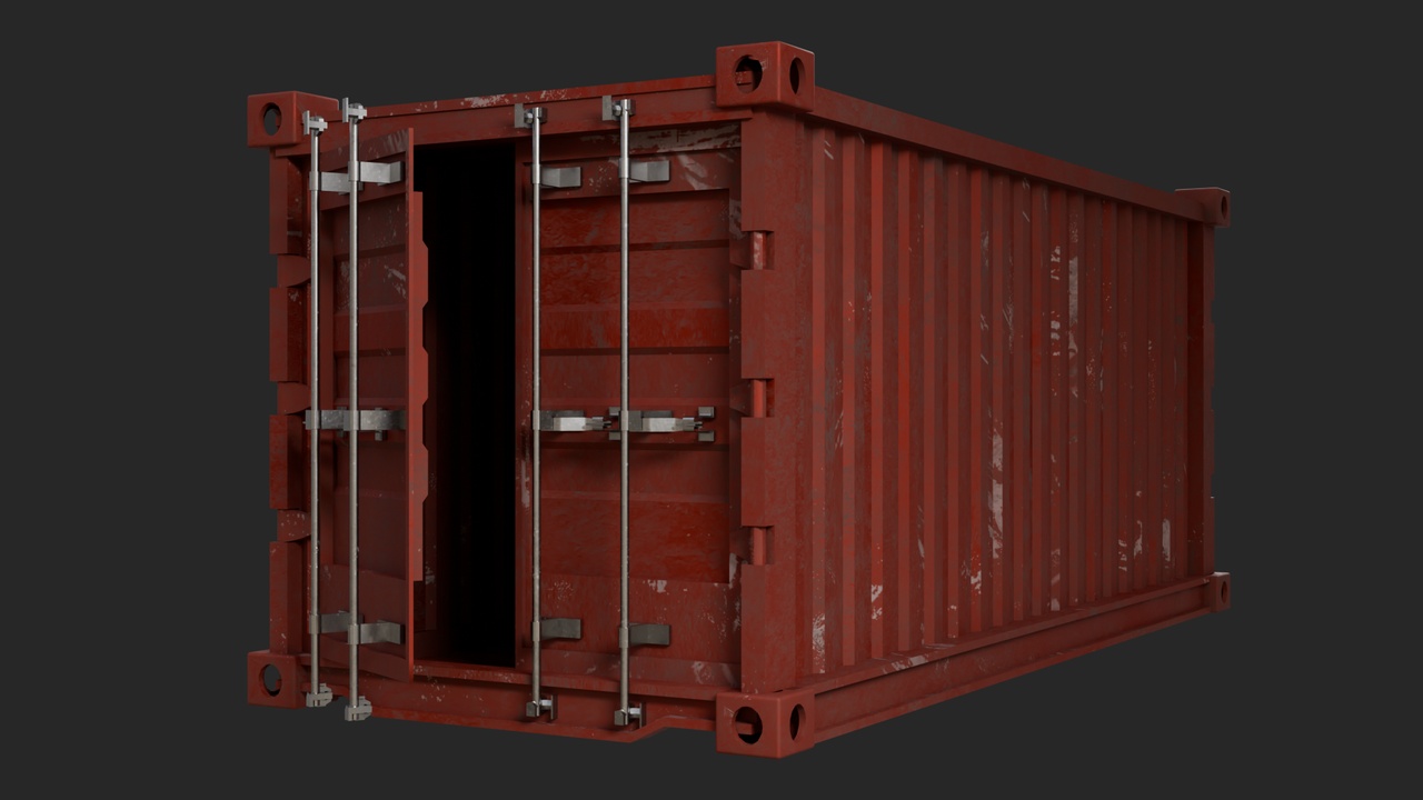 Media 1 for listing Rigged Cargo Container Red PBR