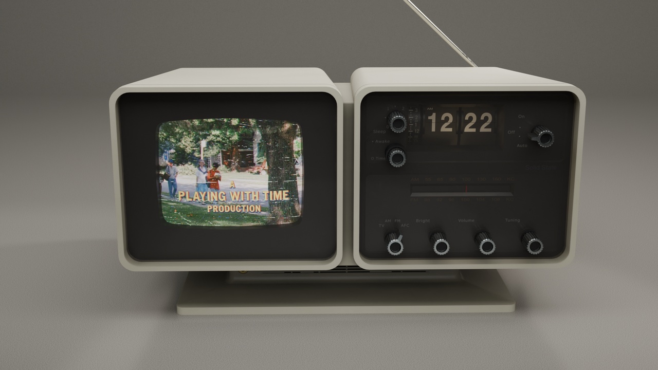 Media 1 for listing Vintage 1970s TV Radio Flip Clock Combo - Portable CRT Television