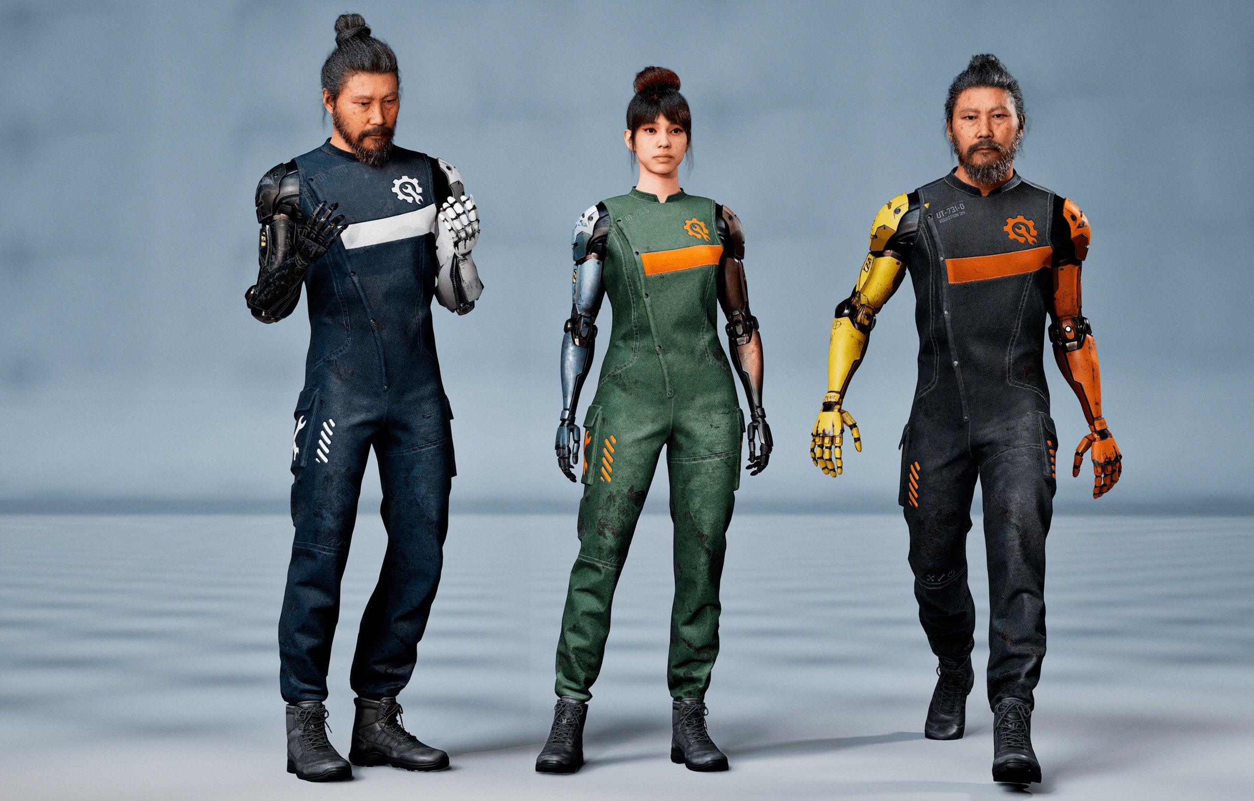 Media 1 for listing Sci-Fi Engineer Outfit & Bionic Arms & boots for Metahuman/mhpkg/ue5 rig