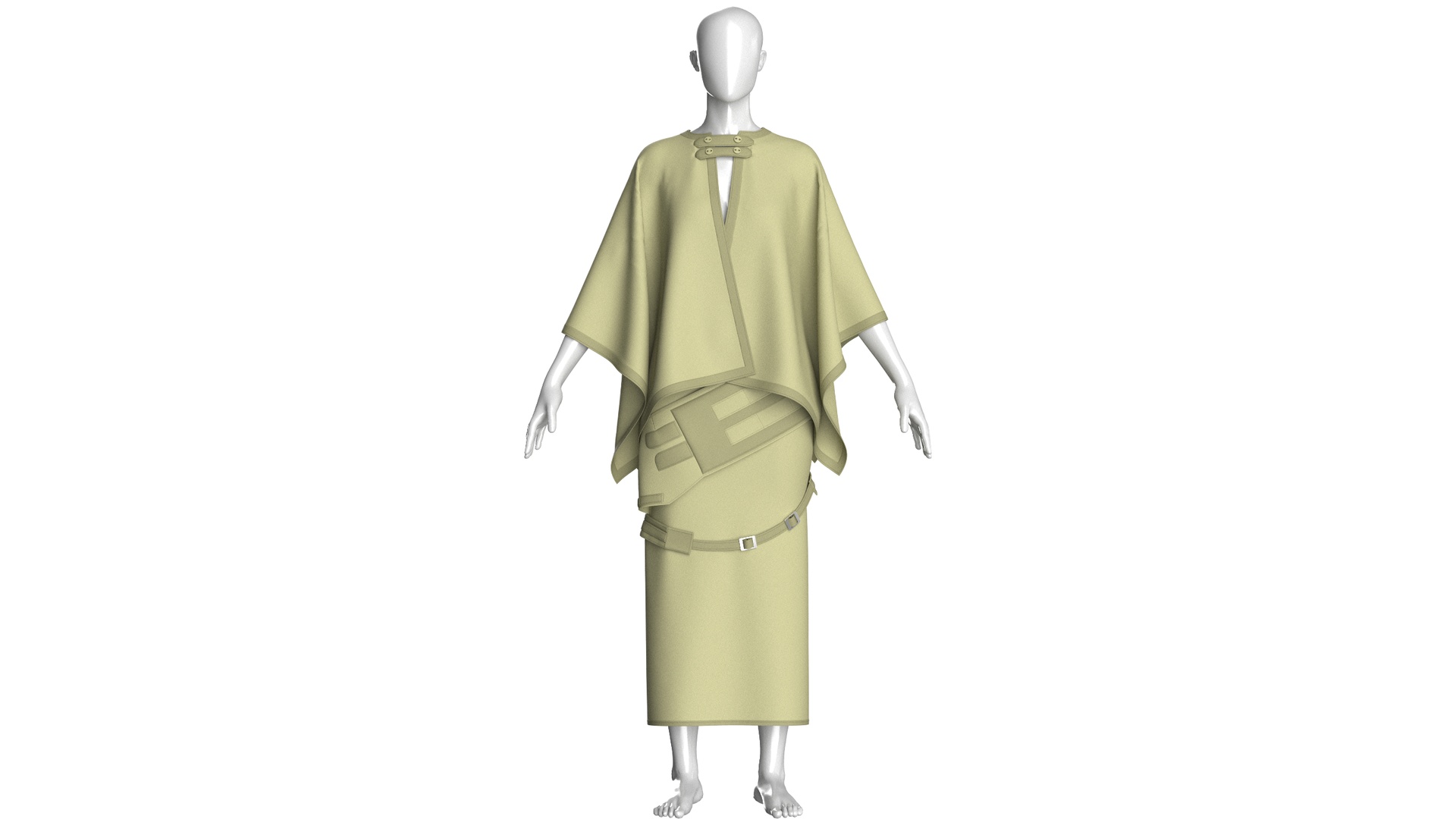 Media 1 for listing Girls Cape Top With Belted Skirt - Outfit | High Poly