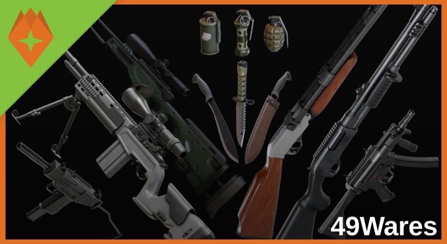 Animated FPS Weapons - Firearms + Grenades + Knives - Bundle 1 | Fab