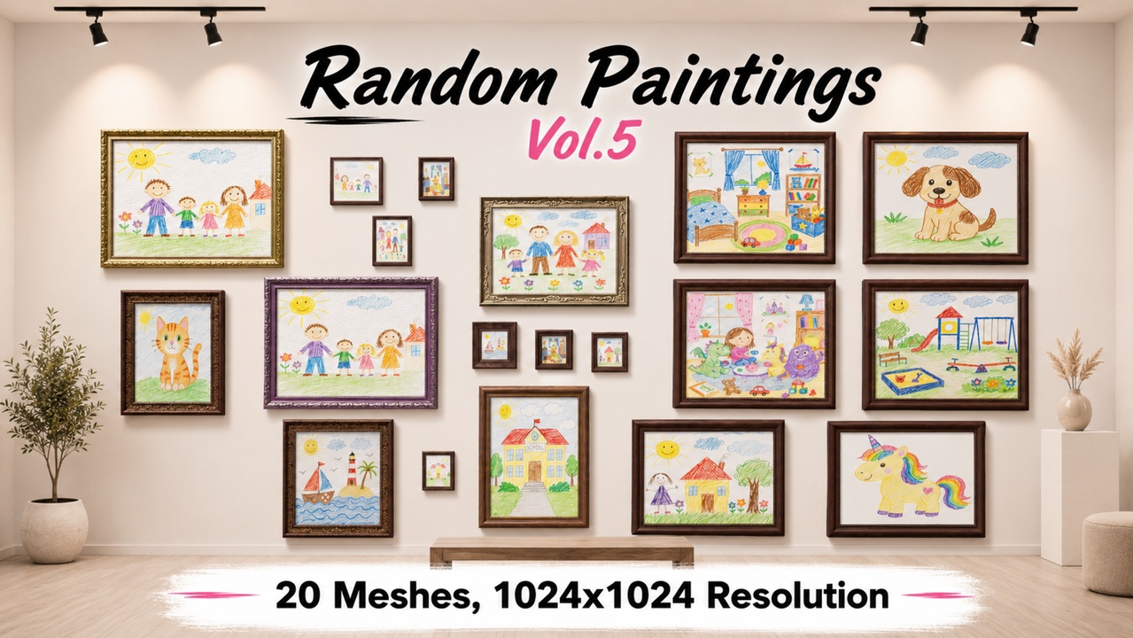 Media 1 for listing Random Paintings - Wall Decor Art - Children Paintings - Vol.5