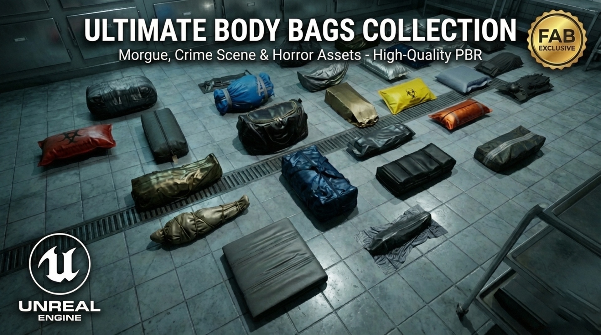 Media 1 for listing Ultimate Body Bags Collection - Morgue, Crime Scene & Horror Assets