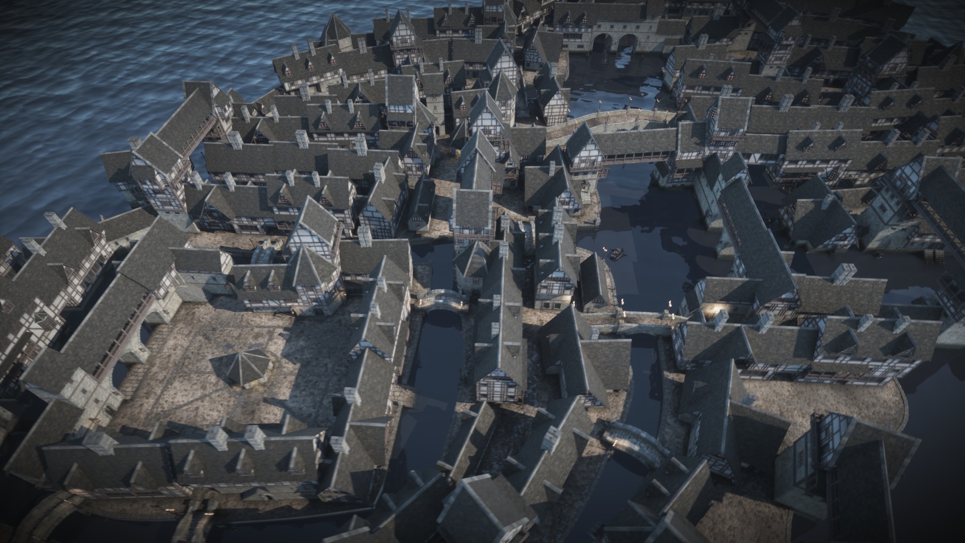 Media 1 for listing Modular Medieval Town on Water – Interiors & Day/Night/Cloudy Lighting