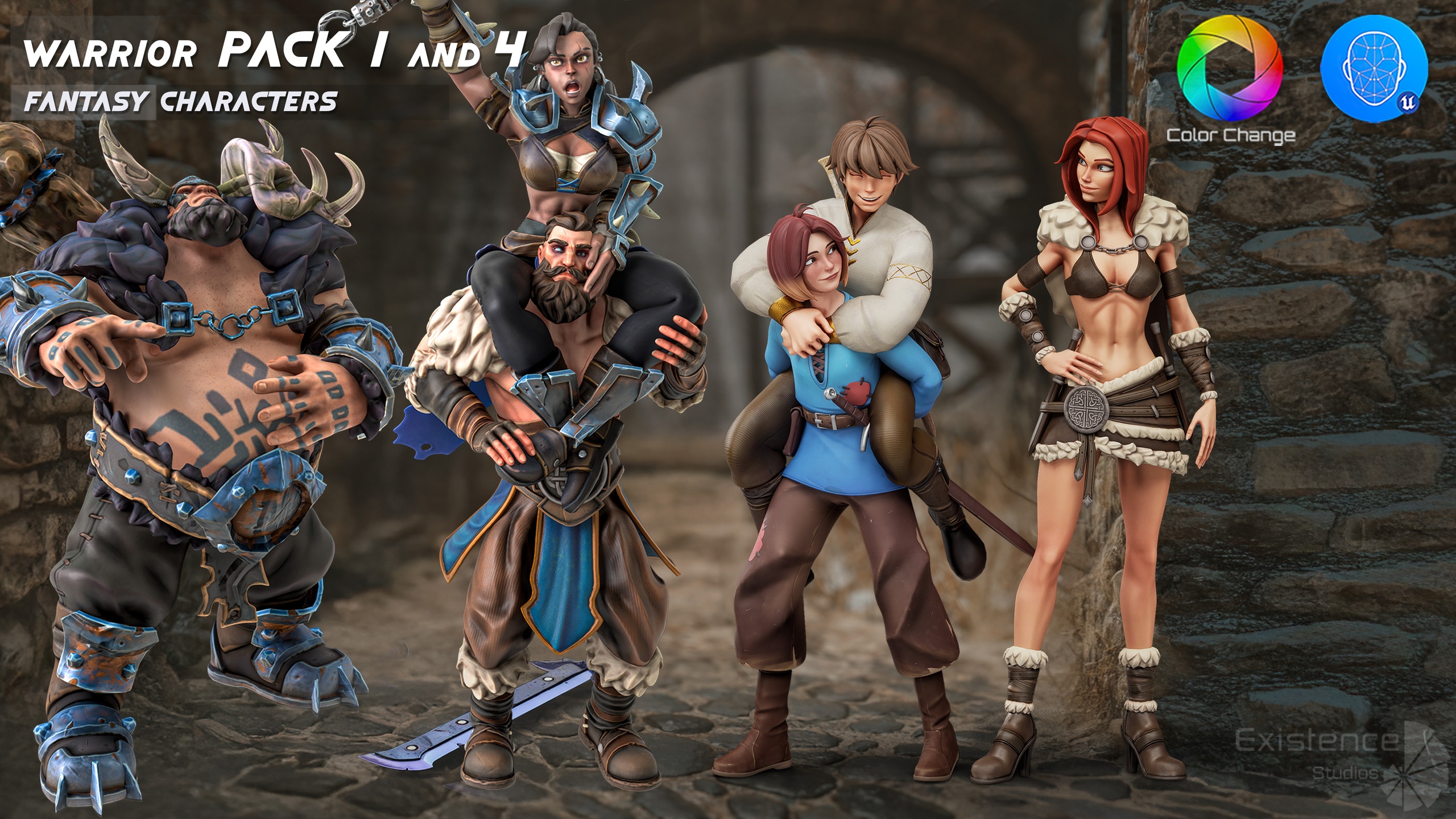 Media 1 for listing Pack 1 and 4 - Stylized Characters Warriors - #73