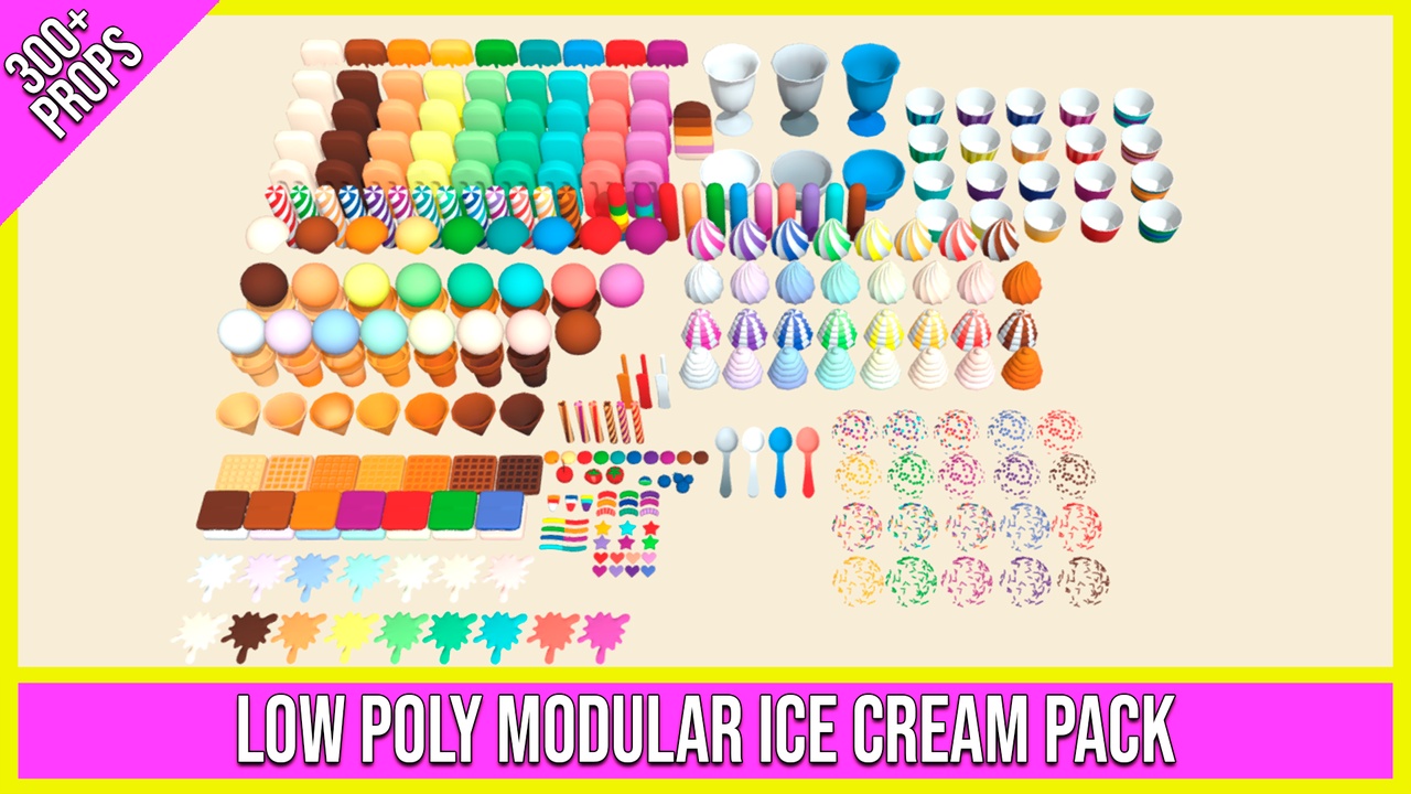 Media 1 for listing Low Poly Modular Ice Cream Pack (300+ Props)