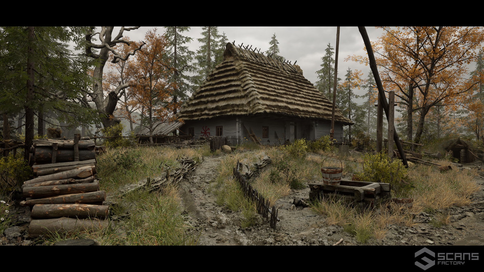 Medieval Village - Slavic Huts environment