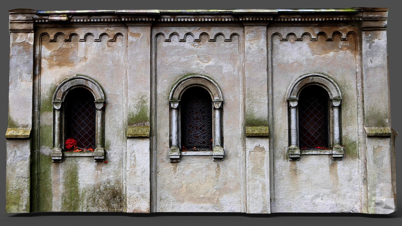 Media 1 for listing temple wall destroyed stone facade ruins PBR photogrammetry