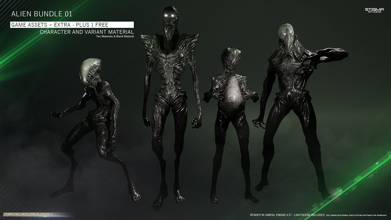 Media 1 for listing Alien Bundle 01 - Game Assets + Extra | STIGMA STUDIOS