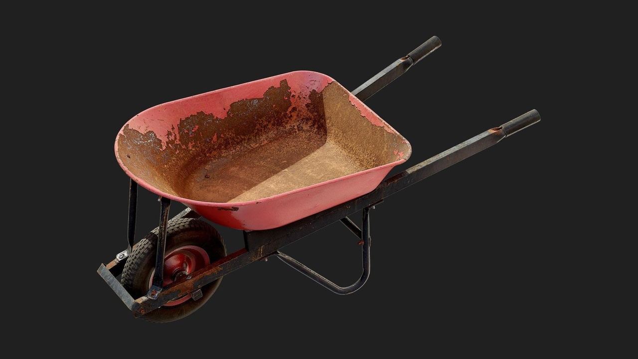 Industrial Construction Equipment Wheelbarrow Metal Red 01 | Fab