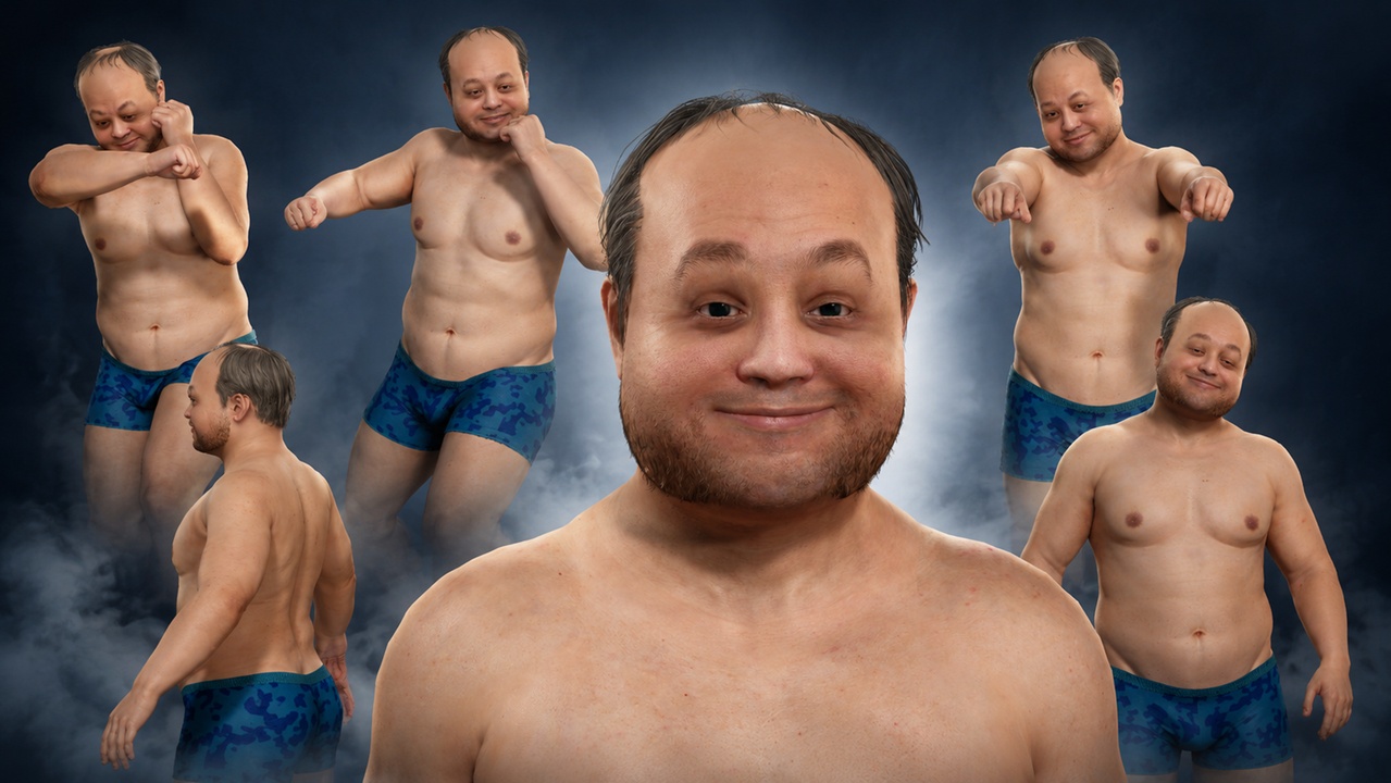 Media 1 for listing Rigged Chubby Middle Aged Man 3D Character 全身绑定中年发福男性3D角色