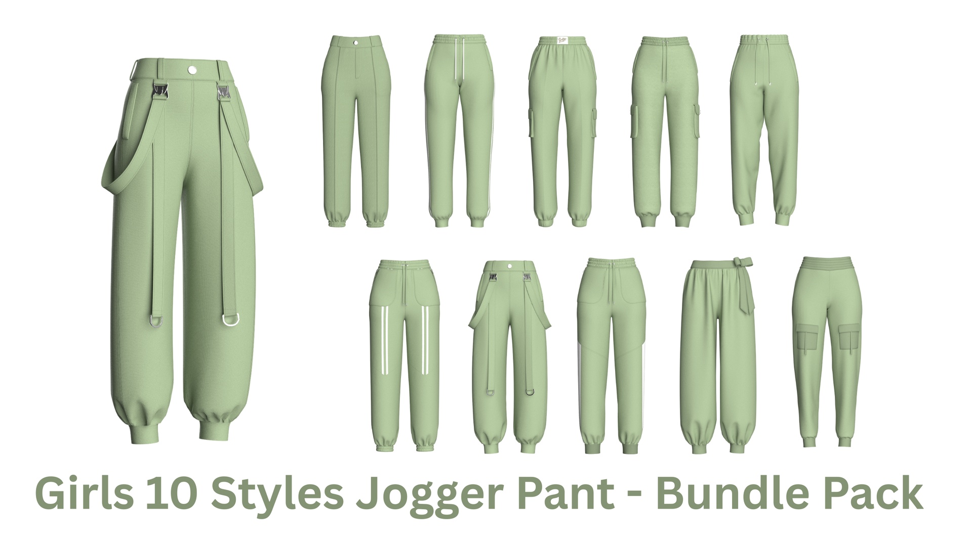 Media 1 for listing Girls 10 Styles Jogger Pant - Bundle Pack | High Poly