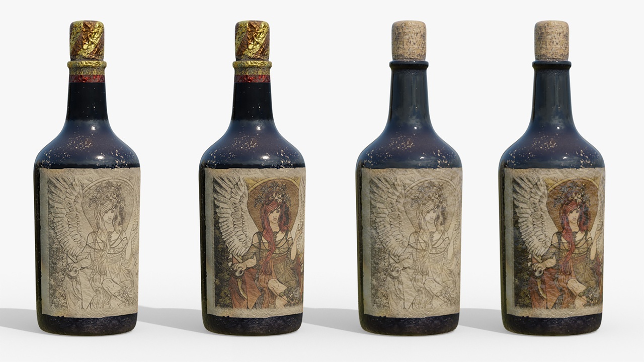 Media 1 for listing Old Bottle of Fancy Wine - Game Asset | PBR | Low-poly |