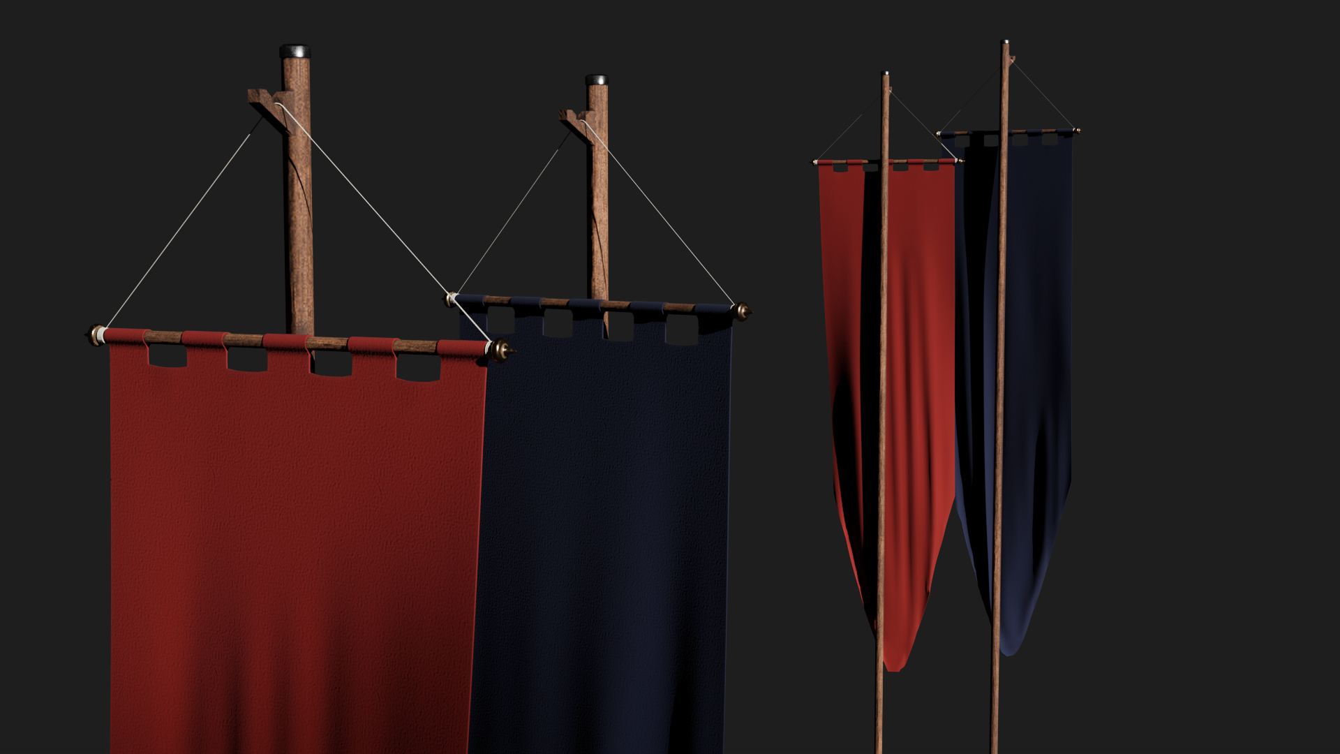 old Medieval banner flags 3d assets | Fab