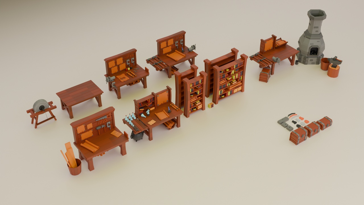 Media 1 for listing Stylized Crafting Stations / Tools / Furnitures Package