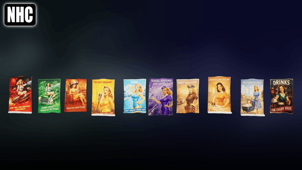 Media 1 for listing NHC - 3D Retro Pin Up Posters