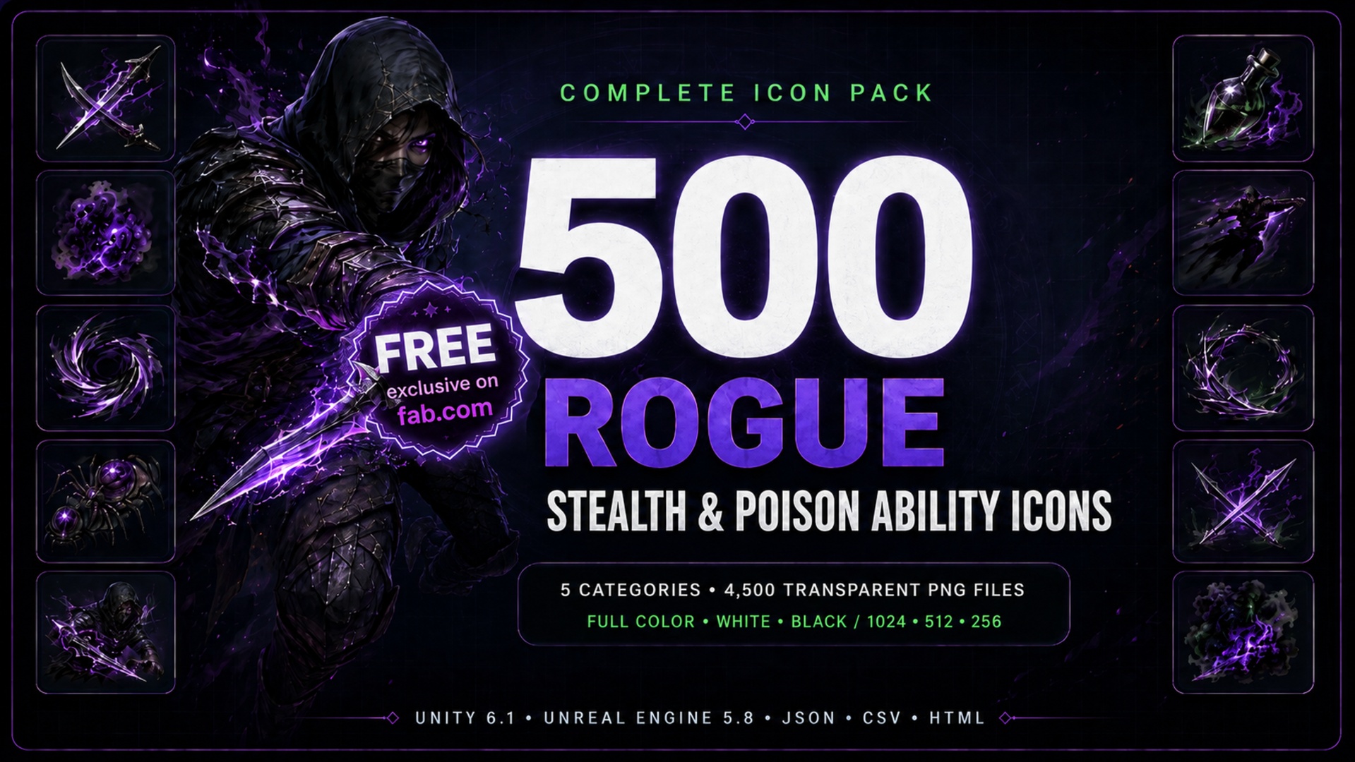 Media 1 for listing 500 Rogue Skills, Stealth & Poison Ability Icons