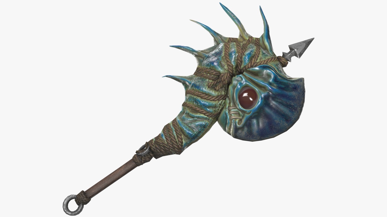 Media 1 for listing Fantasy RPG Monster Hunter Weapon - Fish Creature Axe Hammer Warhammer Waraxe Ax
