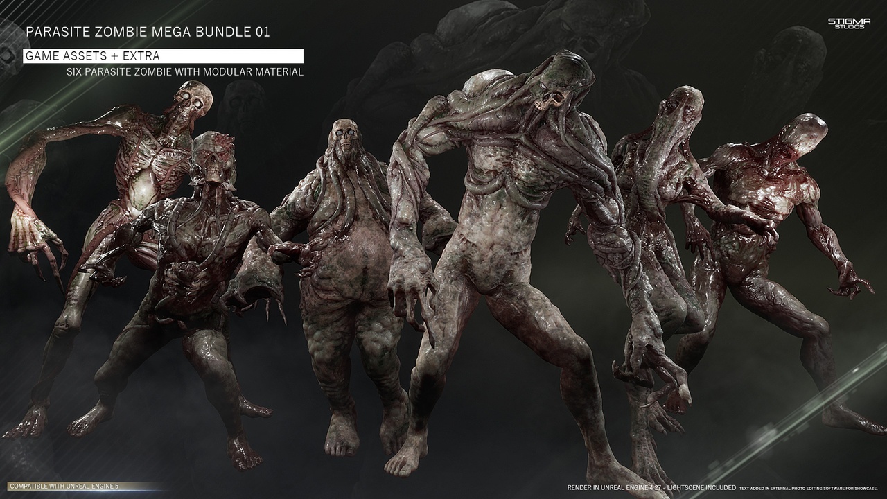 Media 1 for listing Parasite Zombie Mega Bundle 01 - Game Assets + Extra | STIGMA STUDIOS