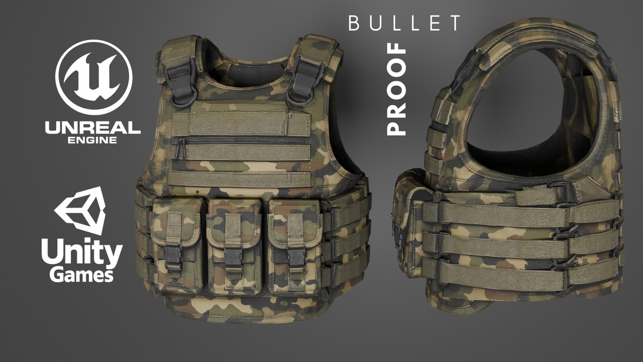 Media 1 for listing BULLET PROOF VEST ( LOW POLY + GAME READY )