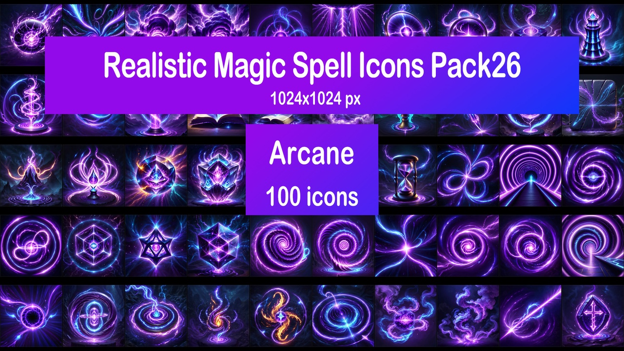 Media 1 for listing Realistic Magic Spell Icons Pack26 - Arcane