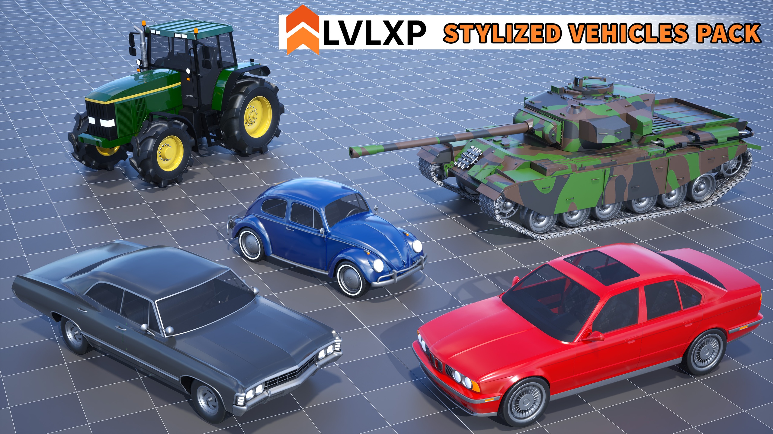 Media 1 for listing Stylized Drivable Vehicles - Pack 5