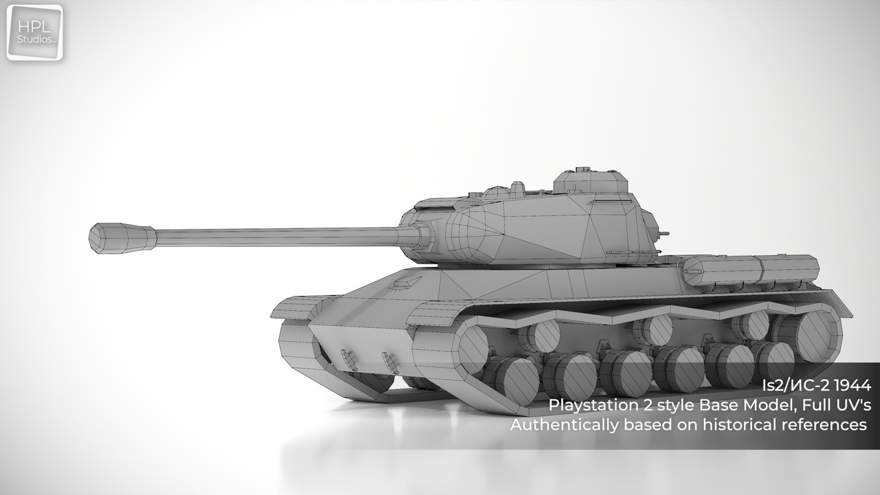 Media 1 for listing Low Poly IS2 Heavy Tank 7K Tris UV Unwrapped Game Ready Low-poly 3D model
