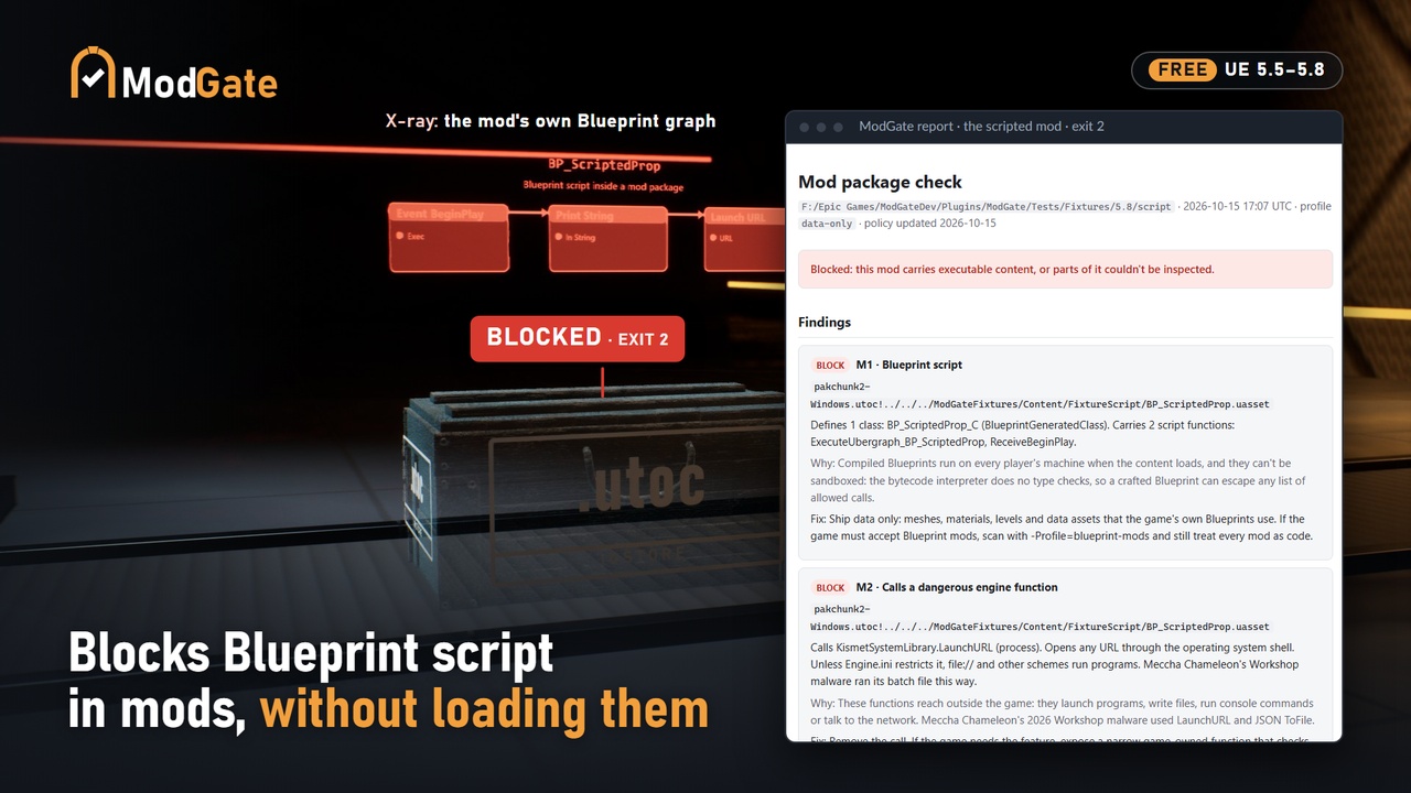 Media 1 for listing ModGate: Mod Package Risk Check for Workshop and mod.io Mods