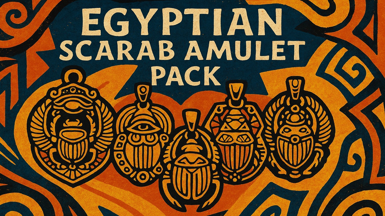 Media 1 for listing Egyptian Scarab Amulet Pack – 10 Ancient Protective Pendants