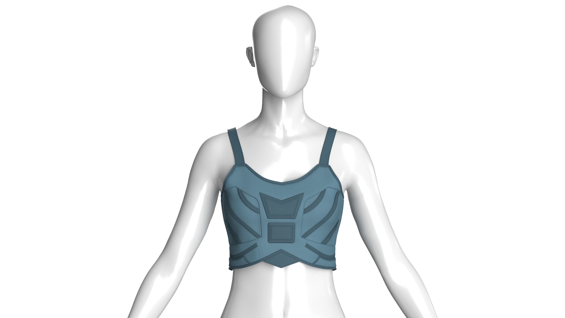 Media 1 for listing Girls Crop Top With Curved Panel Piping | High Poly