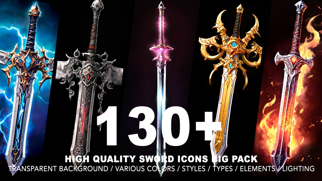 Multimedia 1 para anuncio 130+ SWORD ICONS