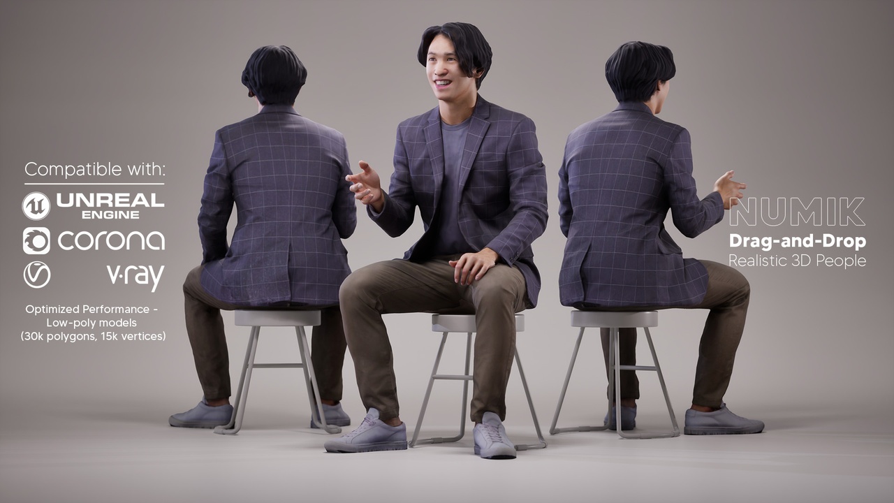 Media 1 for listing Chris 2345 3D People Asian Man Sitting Talking