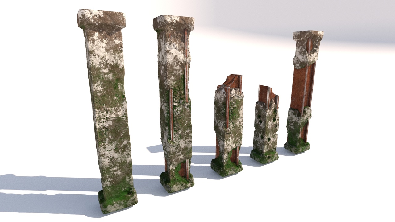 Media 1 for listing modern concrete columns destroyed and broken