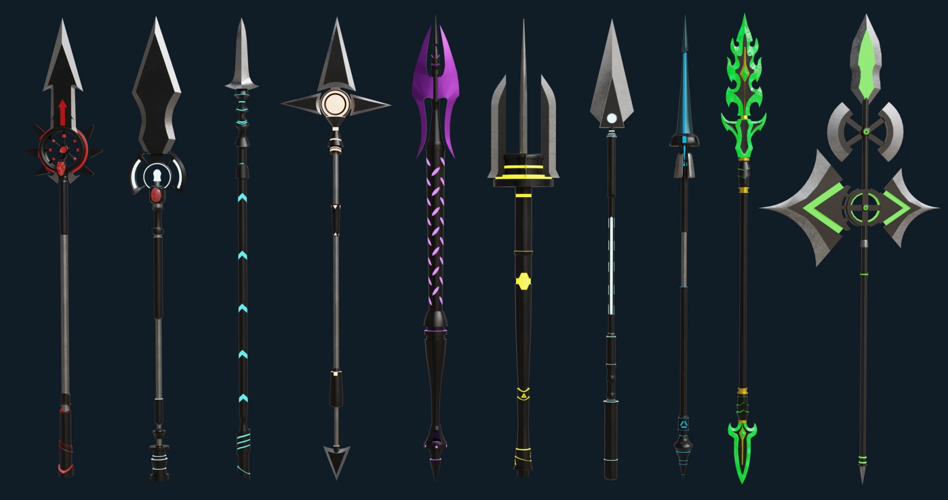 Media 1 for listing 10 Fantasy Spears Glow Weapon All PBR Unity UE Textures