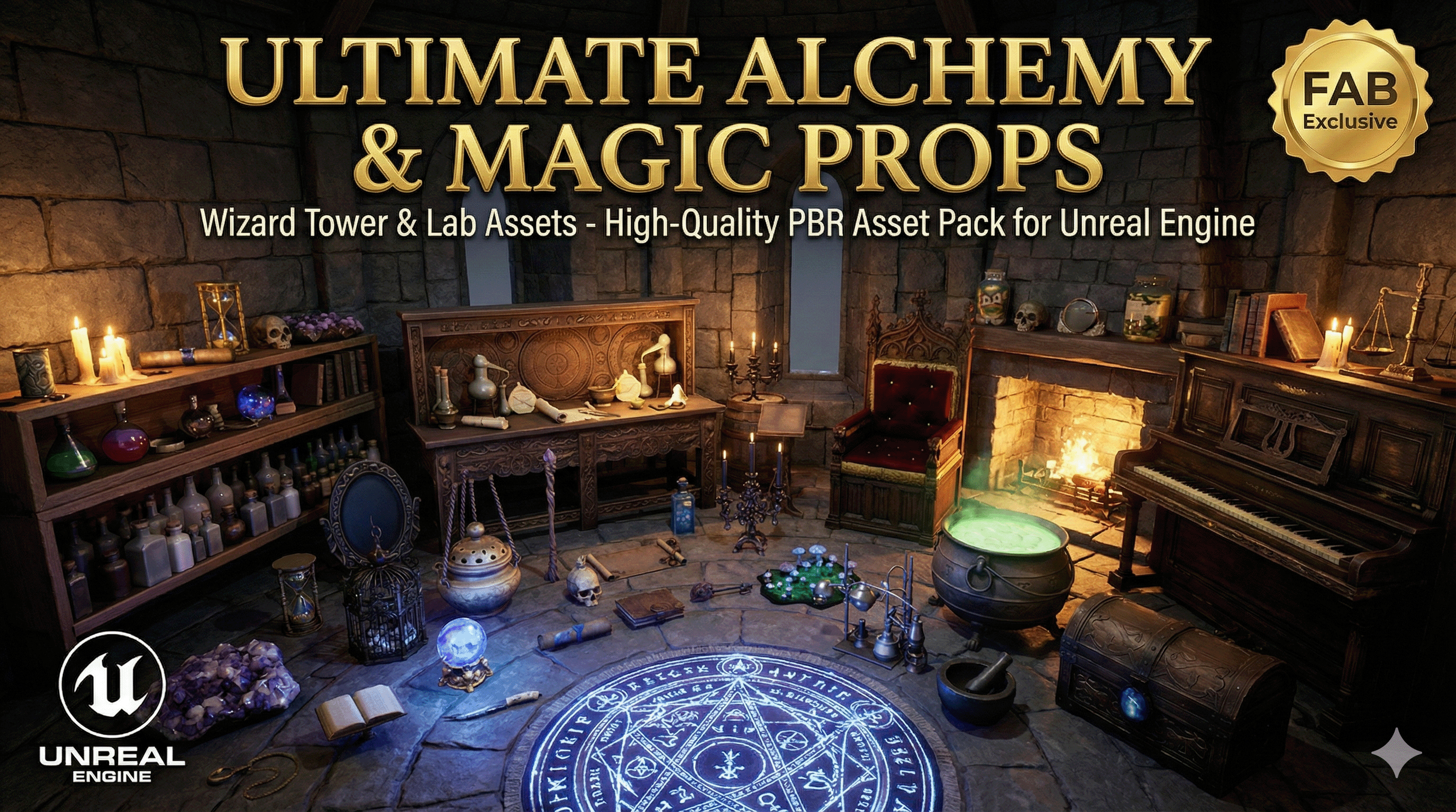Magic Collection Magic Lab Ultimate Alchemy & Magic Props - Wizard Tower & Lab Assets | Fab