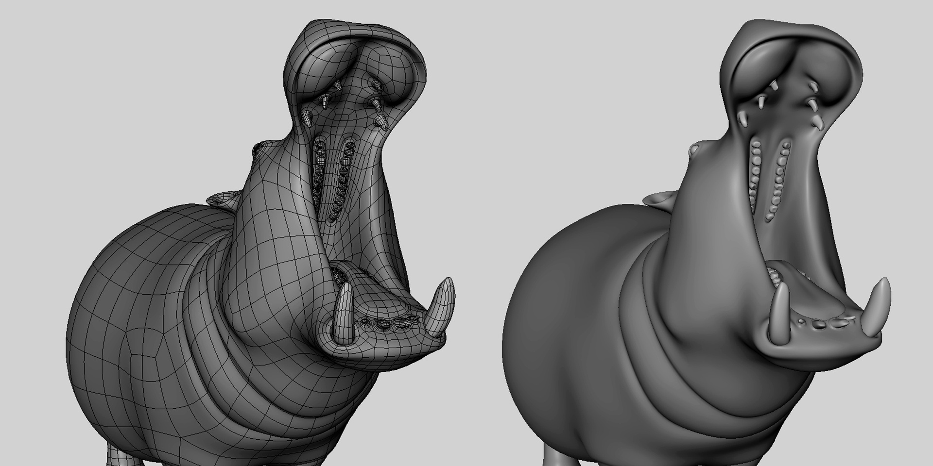 Media 1 for listing Hippopotamus - Topology + UV Map